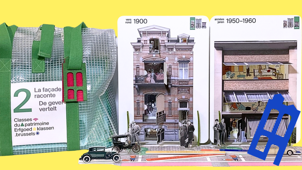Erfgoedkoffer "De geven vertelt" met zak en inhoud bestaande uit maquettes, afbeeldingen , accessoires