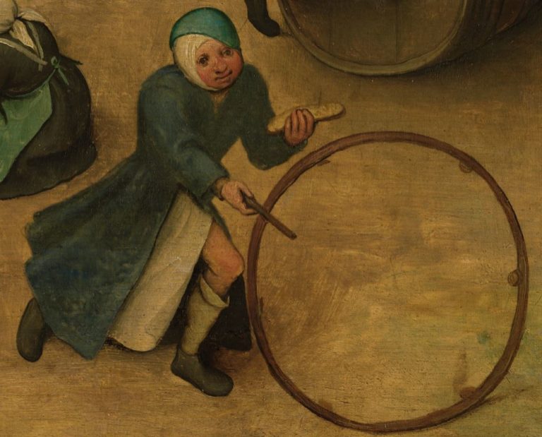 detail schilderij Bruegel - kind met hoepel