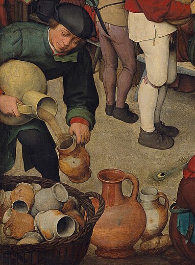 Détail de la peinture de Bruegel 'Le repas de noces'